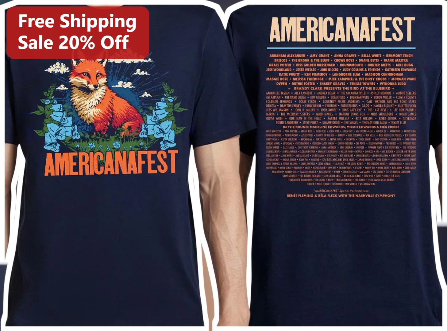 AMERICANAFEST 2026 Fox and Bluebonnets Vintage Lineup Tee