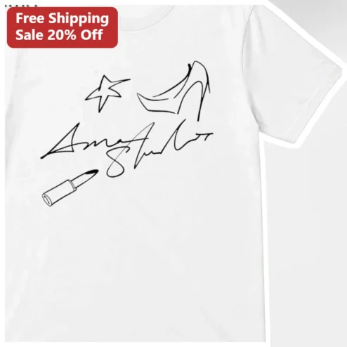 Amy Archer Tee Minimalist Star Heel Lipstick Signature Graphic T-Shirt for Women