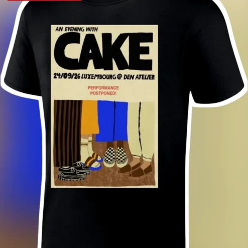 An Evening With CAKE Performance Postponed Graphic Tee Retro Concert Poster Shirt