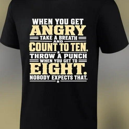 Angry Count To Ten Punch Joke Tee Funny Rage Release Graphic T-Shirt