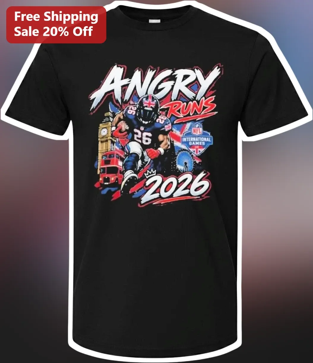 Angry Runs 2026 NFL London Game Graphic Tee