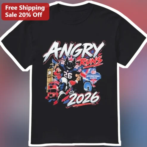 Angry Runs NFL London Games Football Player Graphic Tee for Men Women