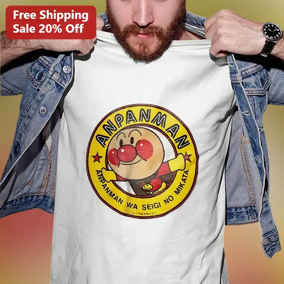 Anpanman Wa Seigi No Mikata Graphic Tee Japanese Anime Shirt Gift