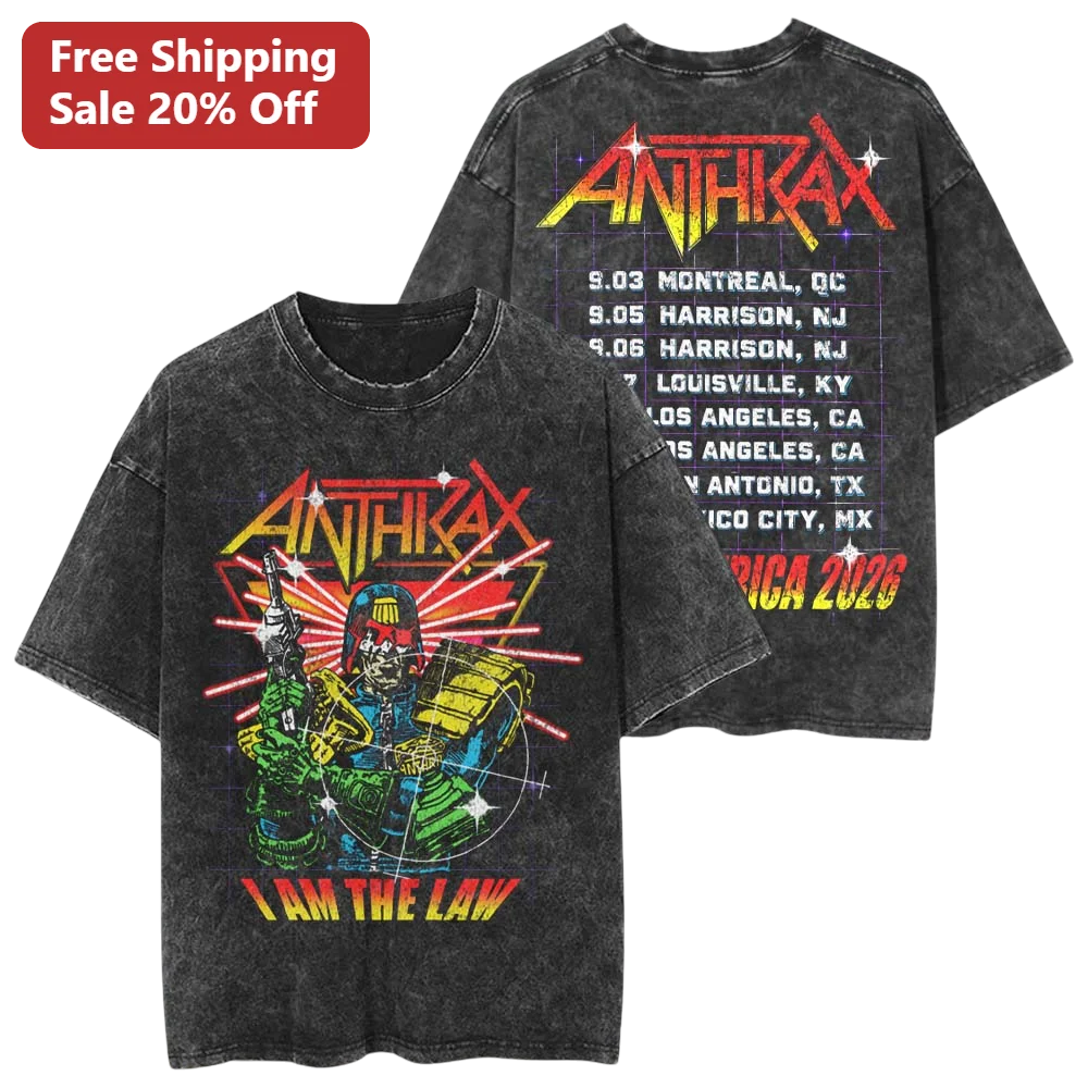 Anthrax I Am The Law Tee Judge Dredd Thrash Metal Band Graphic Shirt