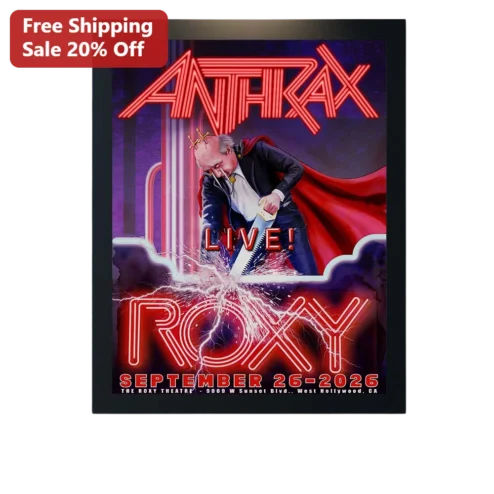 Anthrax Live! Roxy Poster Scott Ian Vampire Caricature Heavy Metal Concert Wall Art