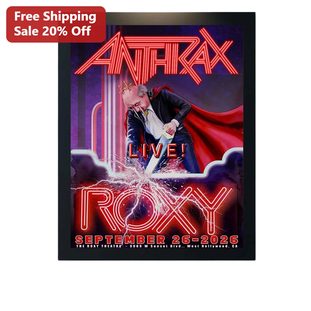 Anthrax Live! Roxy Poster Scott Ian Vampire Caricature Heavy Metal Concert Wall Art