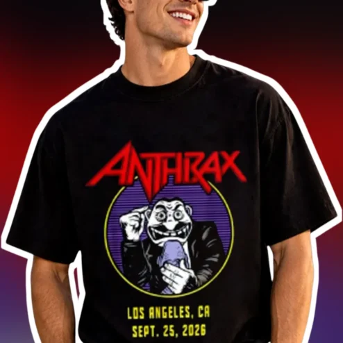 Anthrax Los Angeles CA Tee Thrash Metal Band Merch Heavy Metal Graphic Shirt