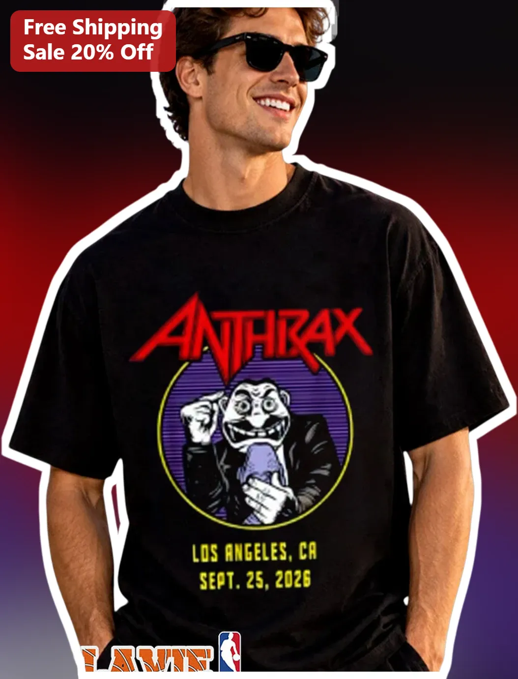 Anthrax Los Angeles CA Tee Thrash Metal Band Merch Heavy Metal Graphic Shirt