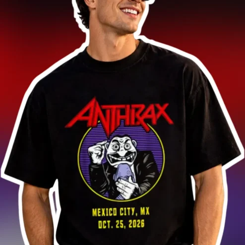 Anthrax Tee Vintage Thrash Metal Band Logo Neddy Mascot Graphic T-Shirt for Men