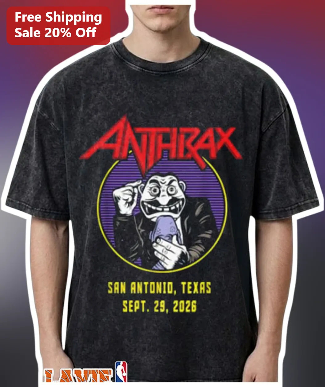 Anthrax Vintage Stormtrooper Basketball Graphic Tee Heavy Metal Band Merch