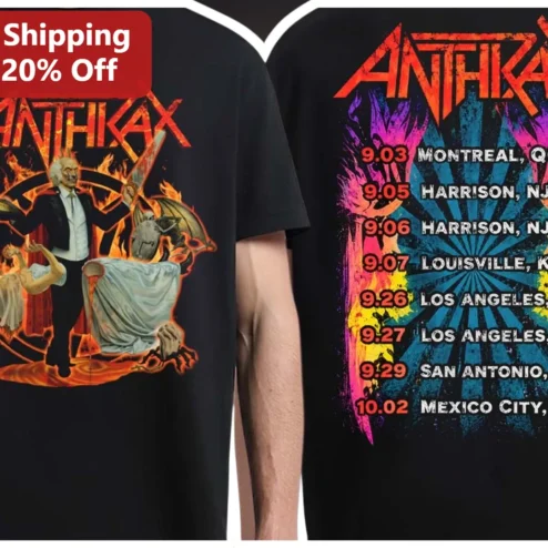 Anthrax Vintage Thrash Metal Band Logo Graphic Tee for Men
