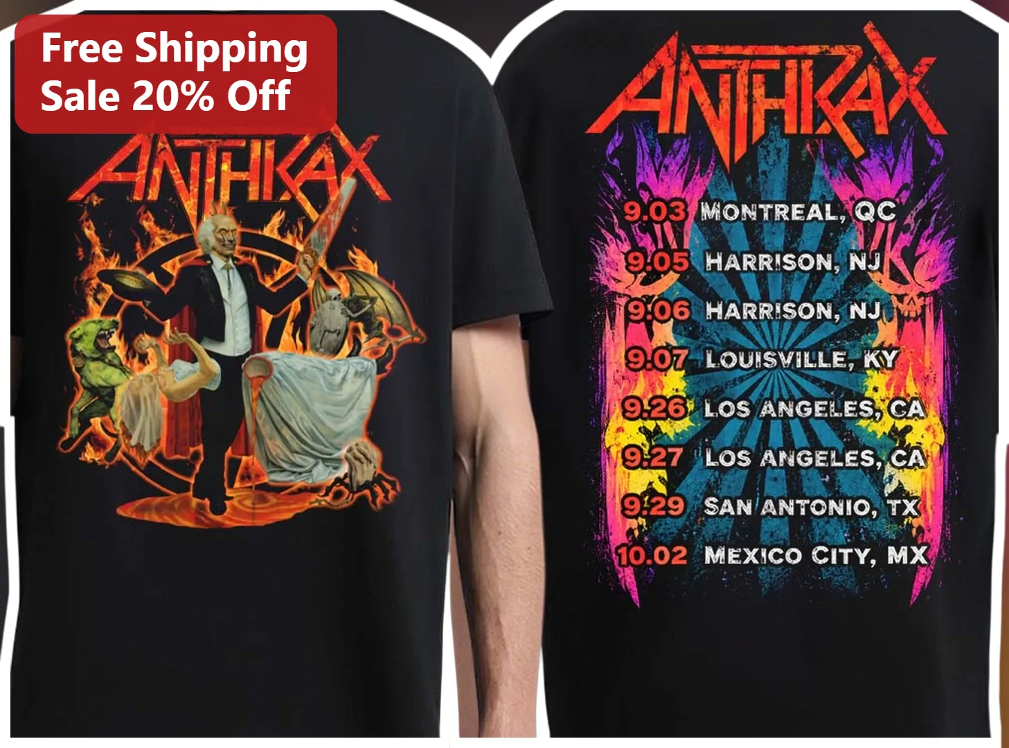 Anthrax Vintage Thrash Metal Band Logo Graphic Tee for Men