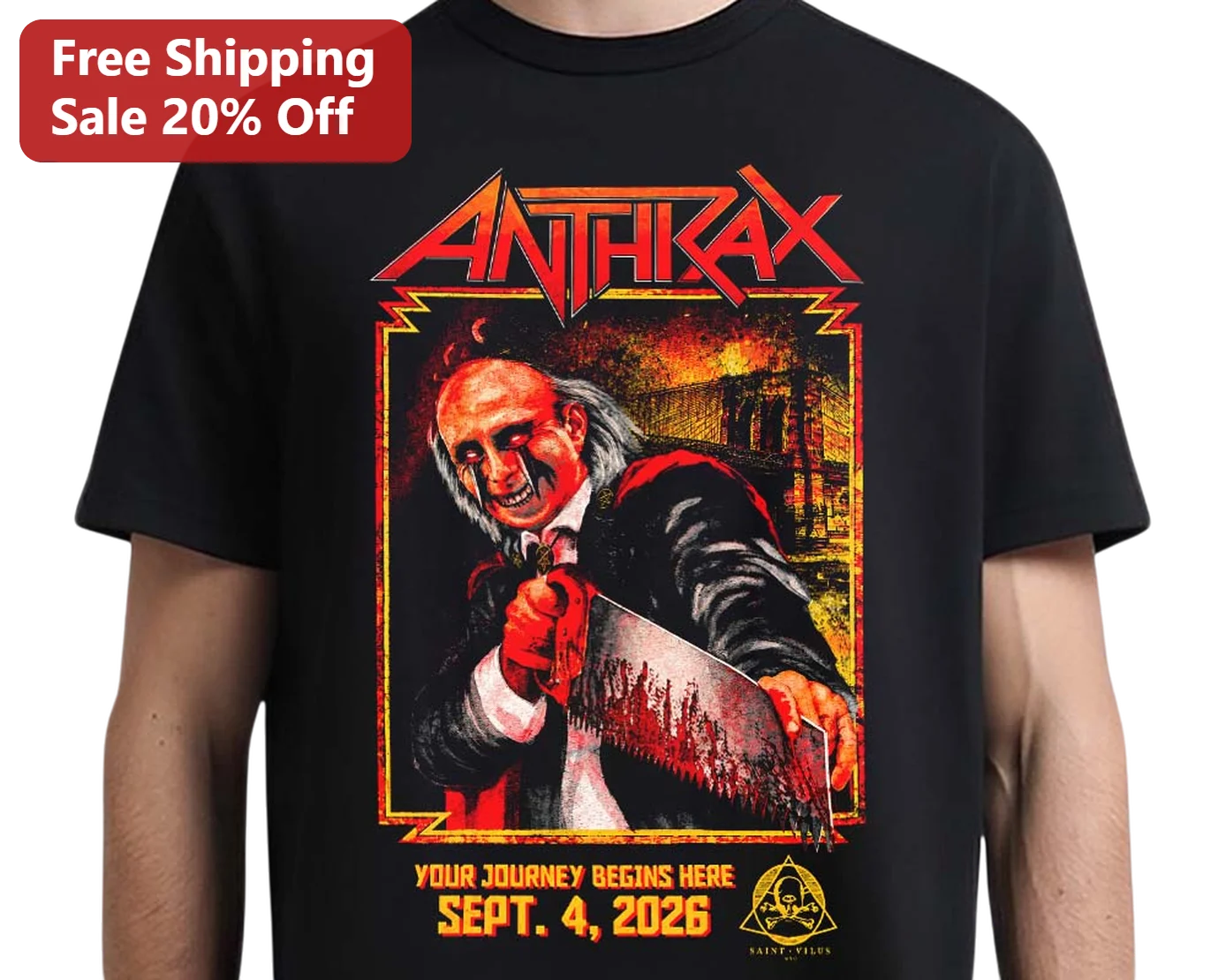 Anthrax Your Journey Begins Here Graphic Tee Heavy Metal Band Merch