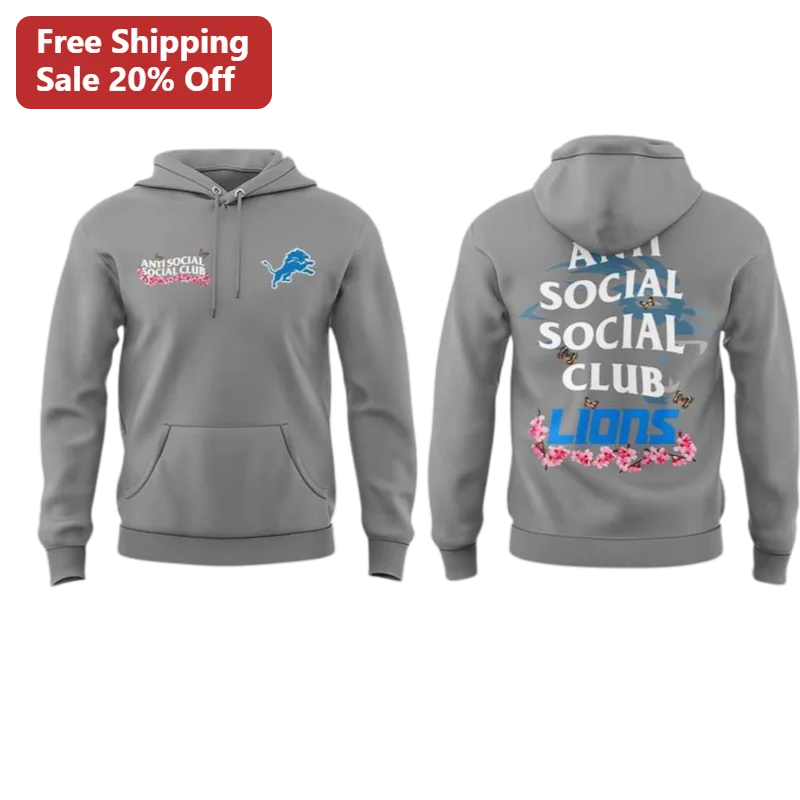 Anti Social Social Club Lions Hoodie Detroit NFL Streetwear Unisex
