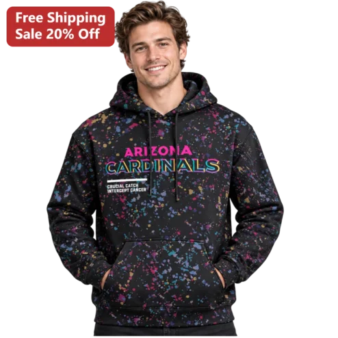Arizona Cardinals Crucial Catch Intercept Cancer Hoodie NFL Fan Gear Black Pullover