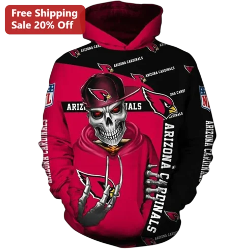 Arizona Cardinals Skeleton Logo Pullover Hoodie Edgy NFL Fan Gear