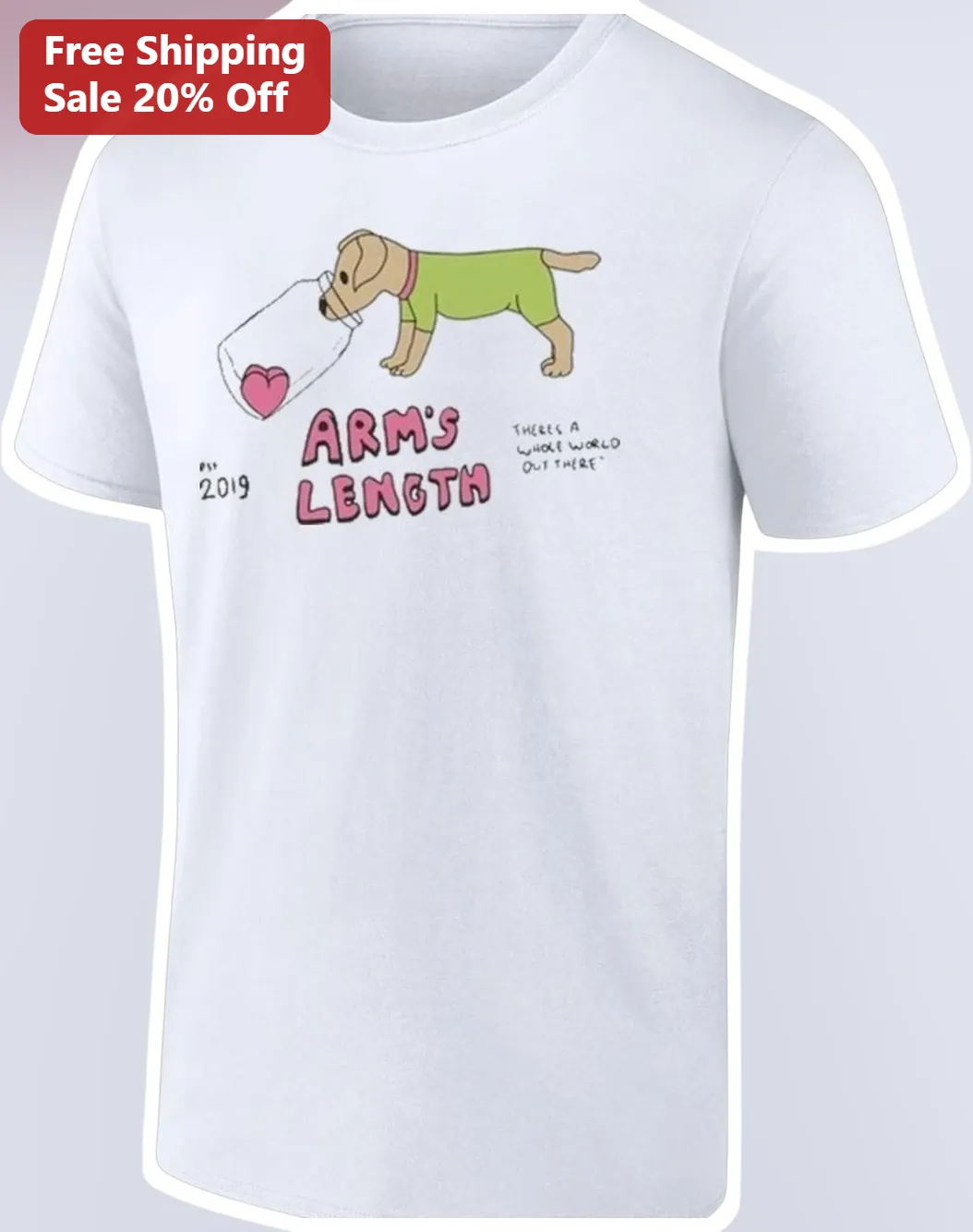 Arm's Length Est 2019 Cute Cartoon Dog Graphic Tee for Pet Lovers