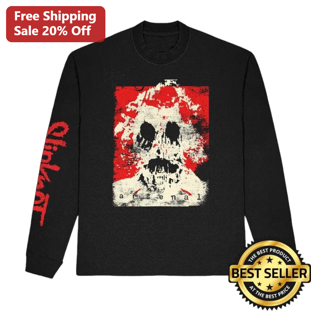 Arsenal Long Sleeve Tee Black Grunge Skull Heavy Metal Graphic Shirt for Men and Women