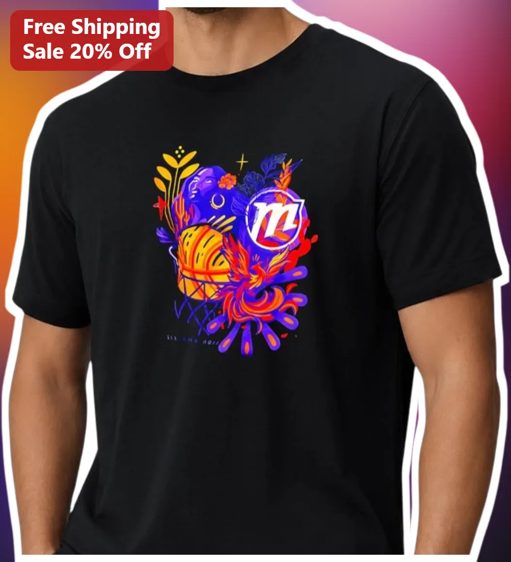 Artistic Basketball Phoenix Floral Design Tee Unisex Streetwear Gift for Her