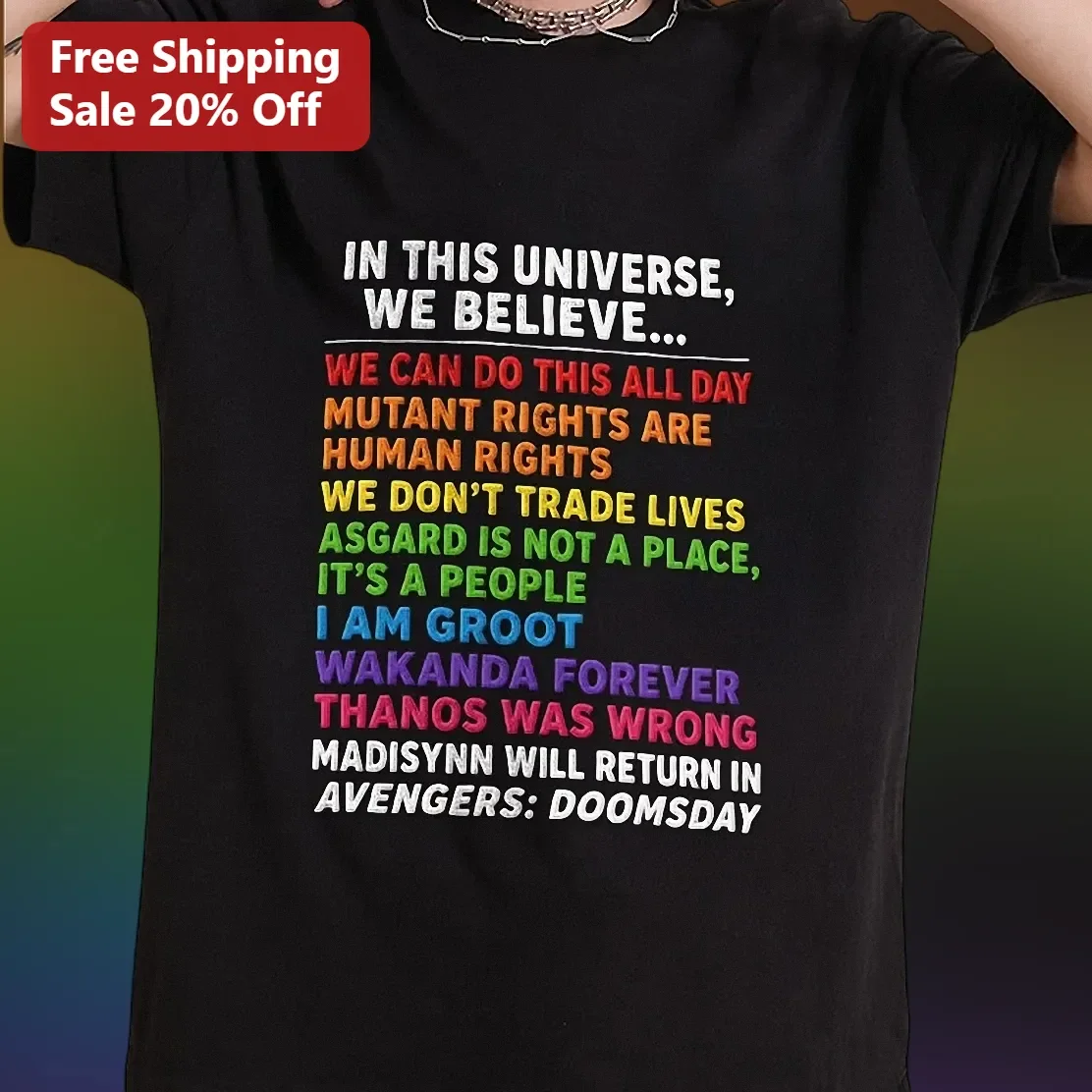 Asgard Tee Marvel Quotes Graphic T-Shirt We Can Do This All Day Mutant Rights Are Human Rights