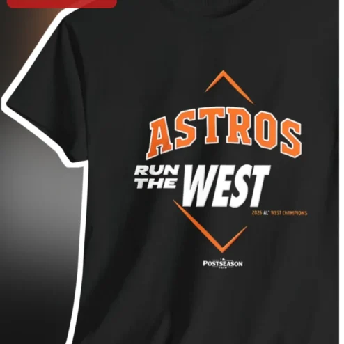 Astros Run The West 2026 Al West Champions Graphic Tee Houston Astros Fan Gear Baseball Shirt