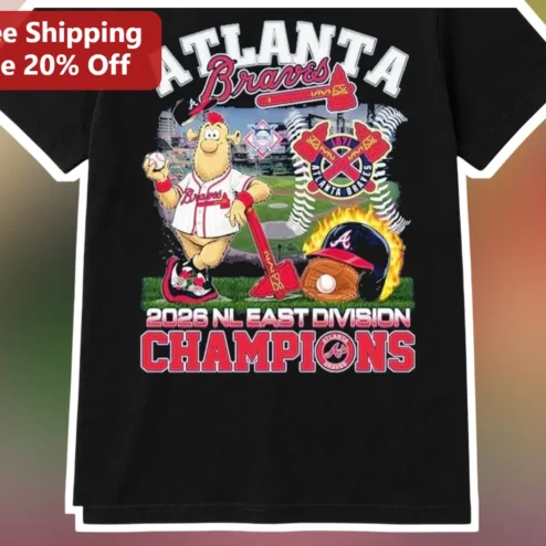 Atlanta Braves 2026 NL East Division Champions Bloxie Mascot Graphic Tee