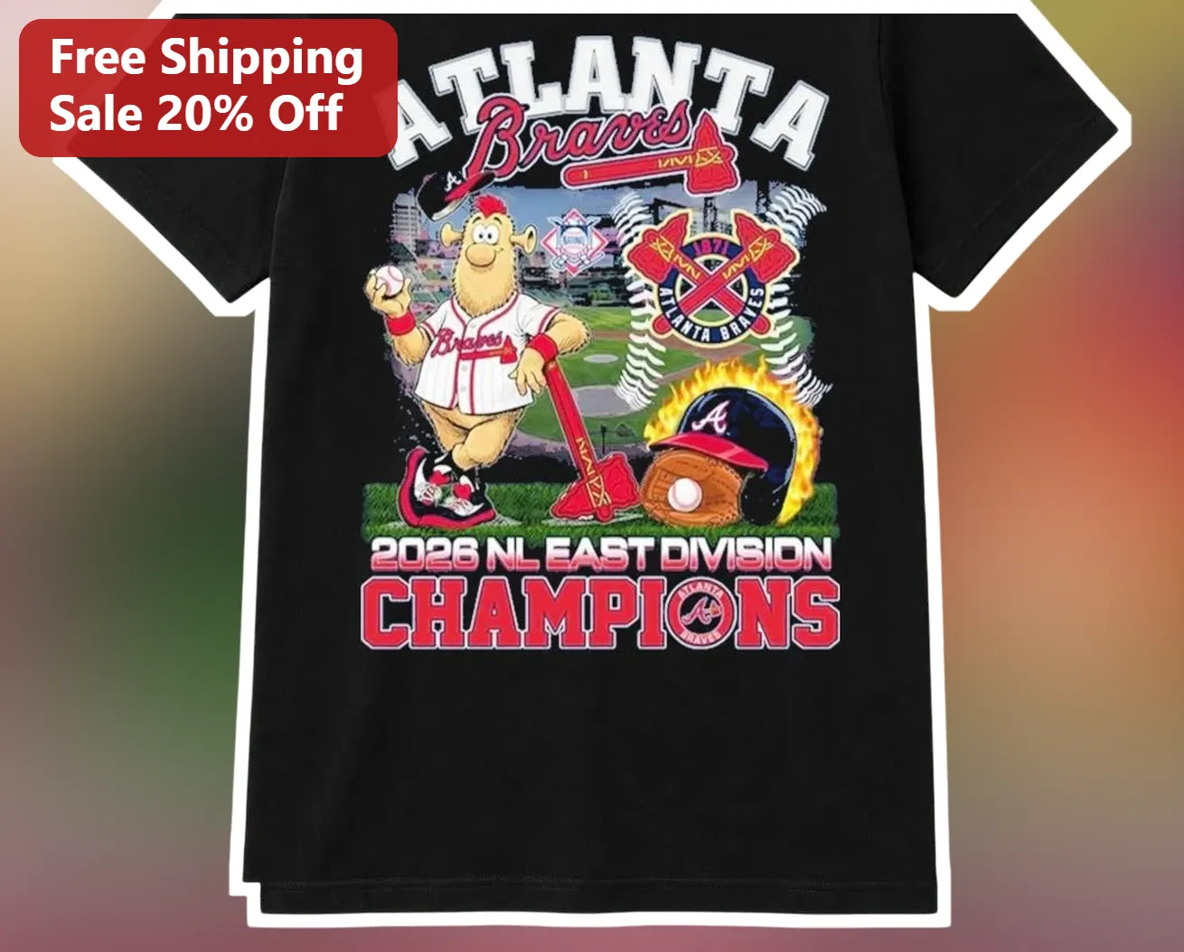Atlanta Braves 2026 NL East Division Champions Bloxie Mascot Graphic Tee