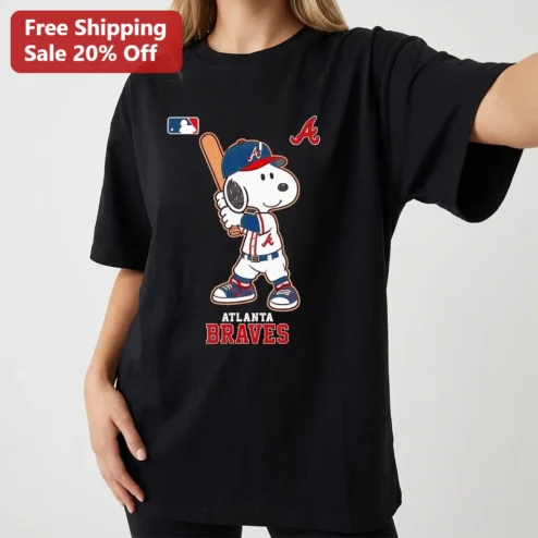 Atlanta Braves Snoopy Baseball Tee Cute Vintage MLB Graphic Fan Shirt