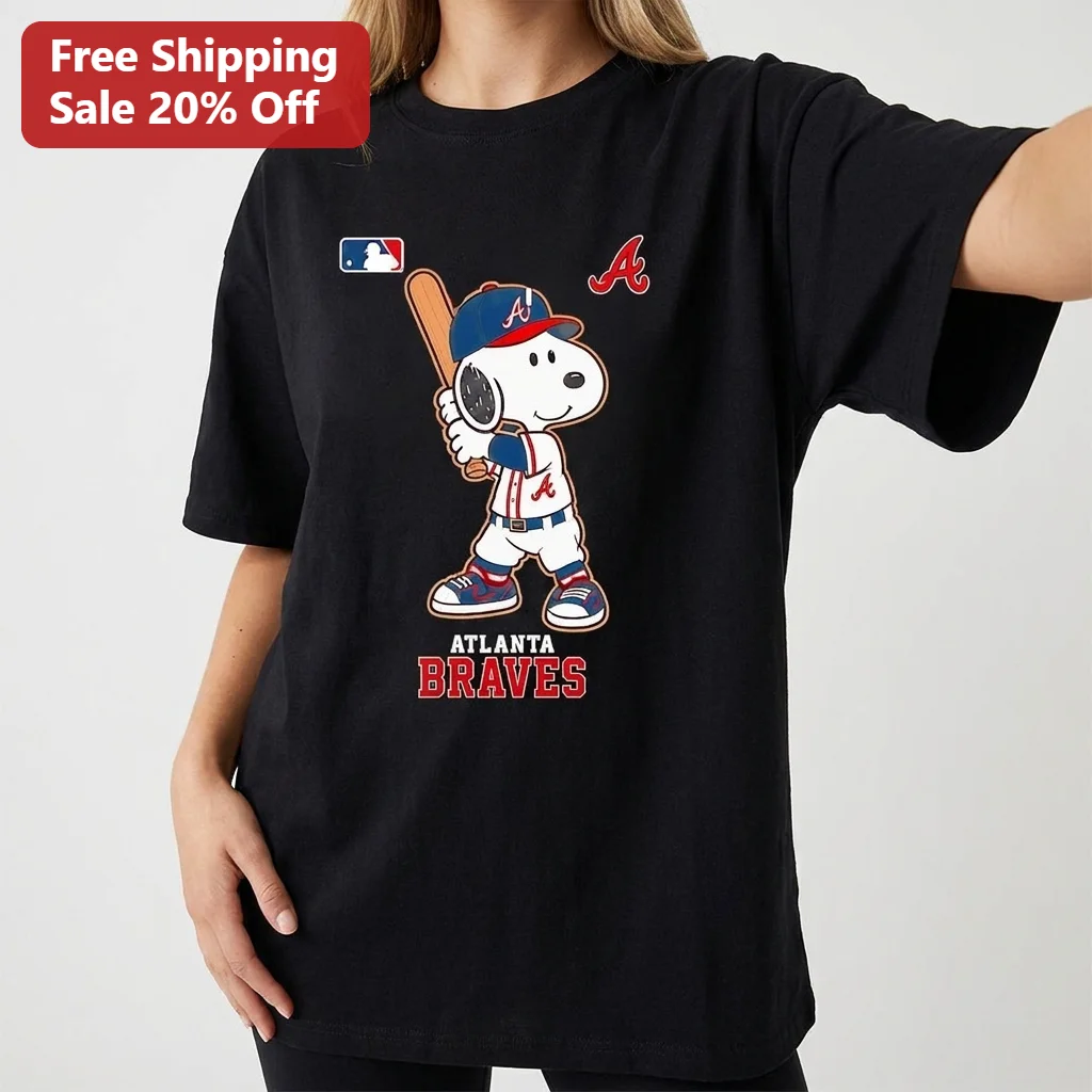 Atlanta Braves Snoopy Baseball Tee Cute Vintage MLB Graphic Fan Shirt