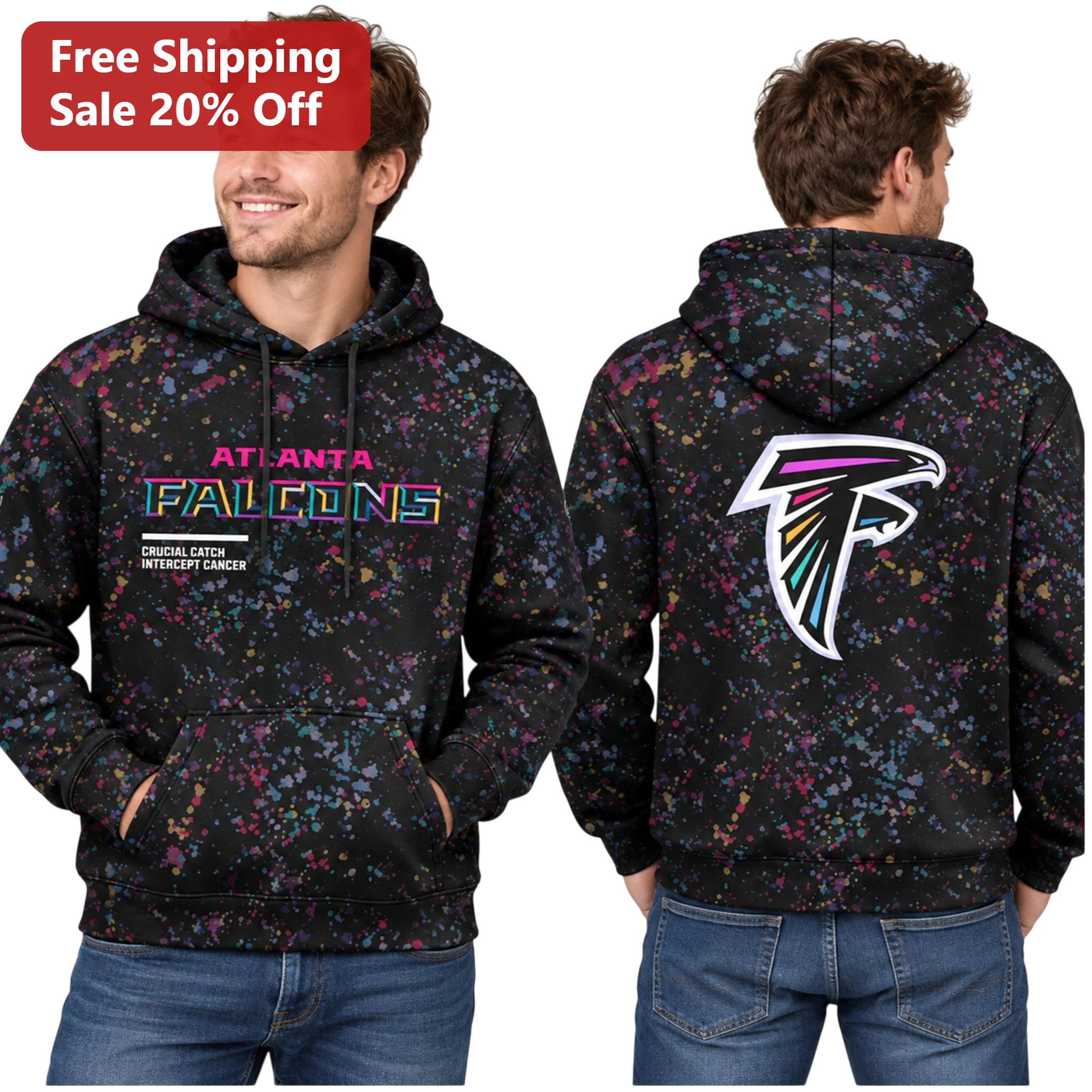 Atlanta Falcons Crucial Catch Intercept Cancer Hoodie