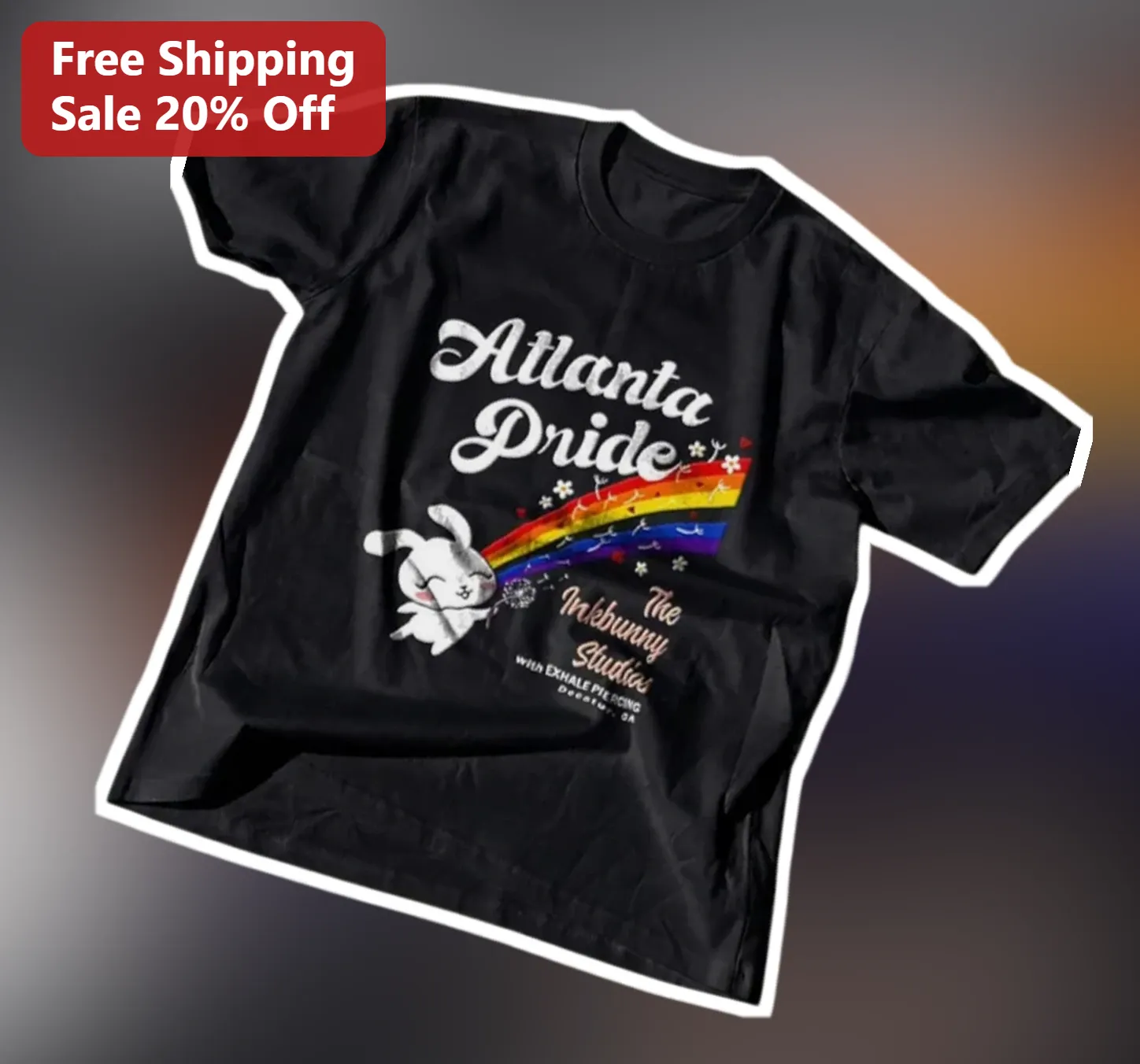 Atlanta Pride Rainbow Bunny Graphic Tee Parade Shirt