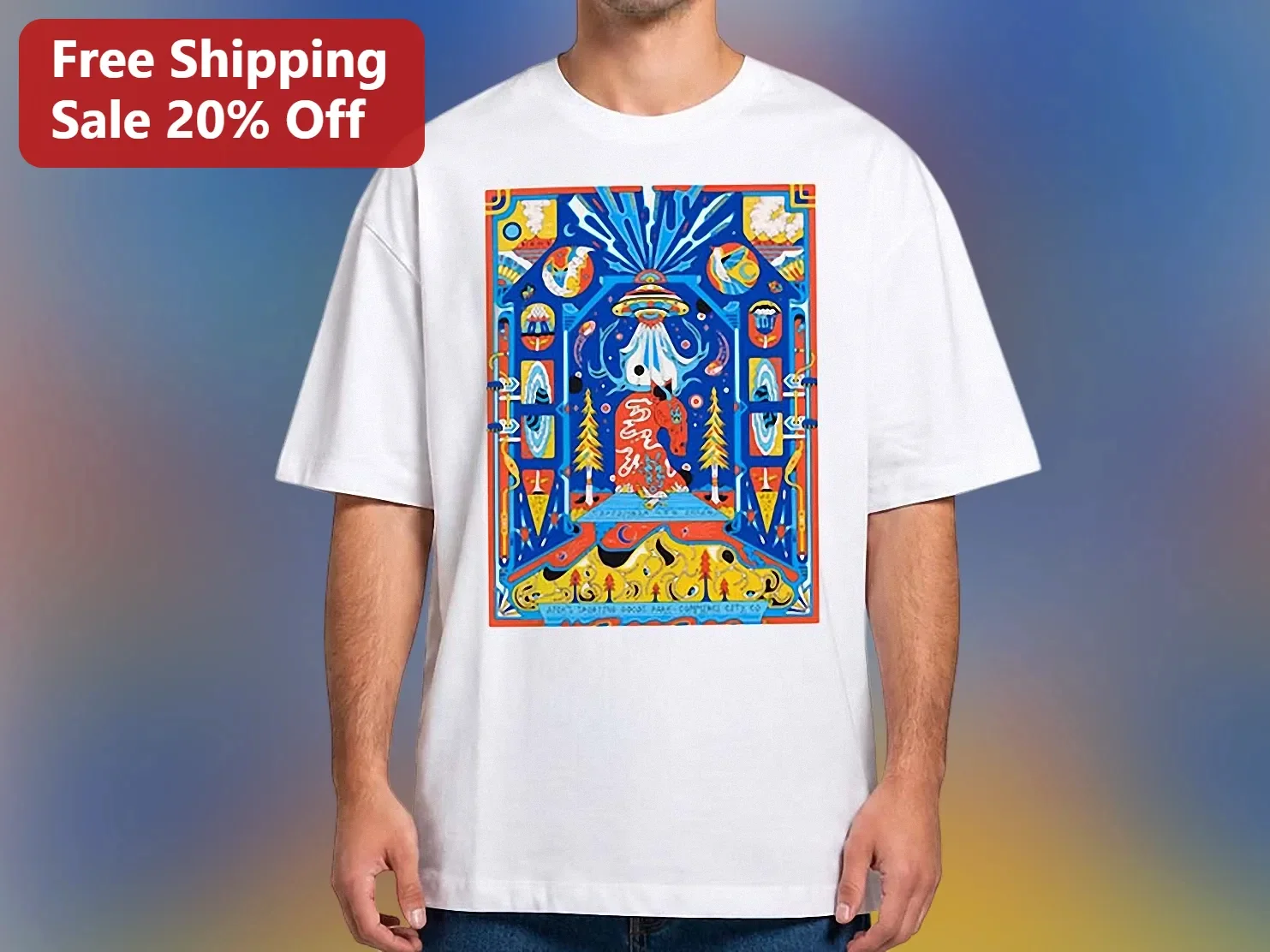 Atomic Sparkling Goose Peak Commemorative City Co Retro UFO Alien Abduction Graphic Tee