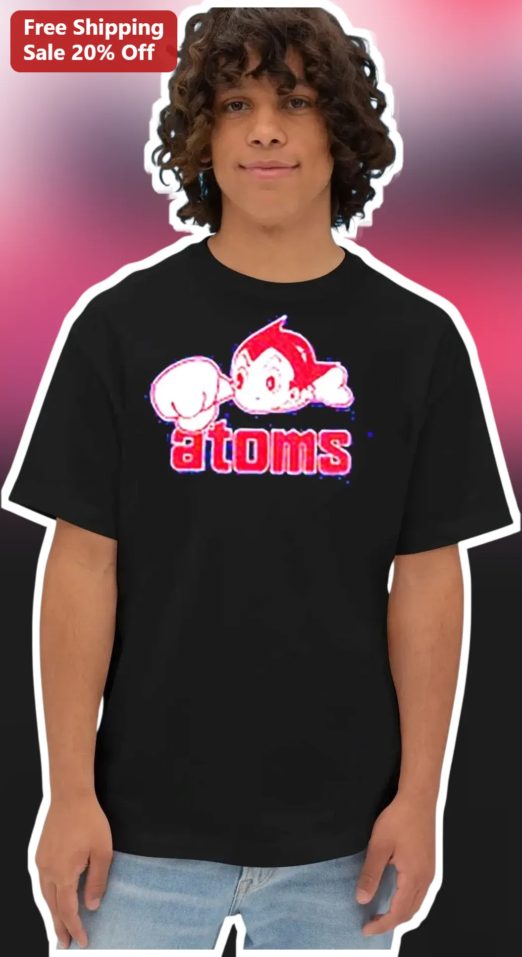 Atoms Astro Boy Glitch Art Graphic Tee for Anime Fans