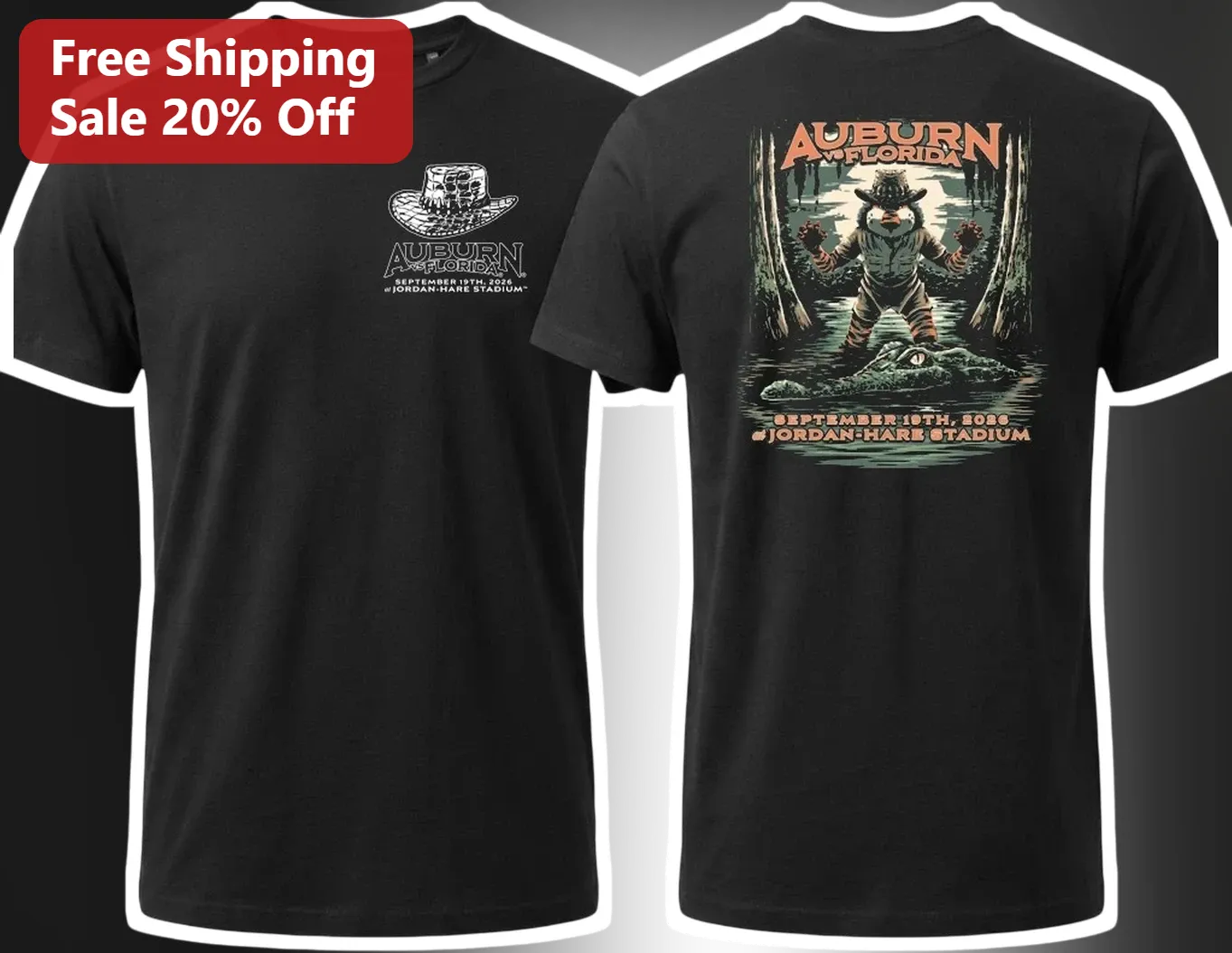Auburn vs Florida Sep 19 2026 Jordan-Hare Stadium Vintage Tiger Mascot Tee