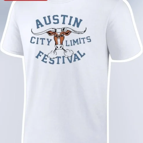 Austin City Limits Festival Tee Vintage Longhorn Cow Graphic Shirt for Music Fans