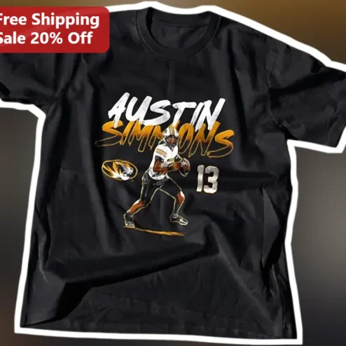 Austin Simmons Missouri Tigers Football Player Number 13 Graphic Tee