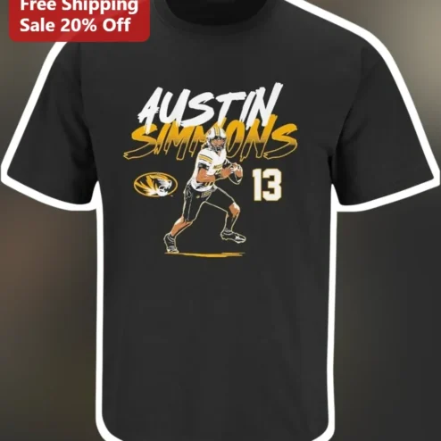 Austin Simmons Missouri Tigers Football Tee Black QB Fan Gift