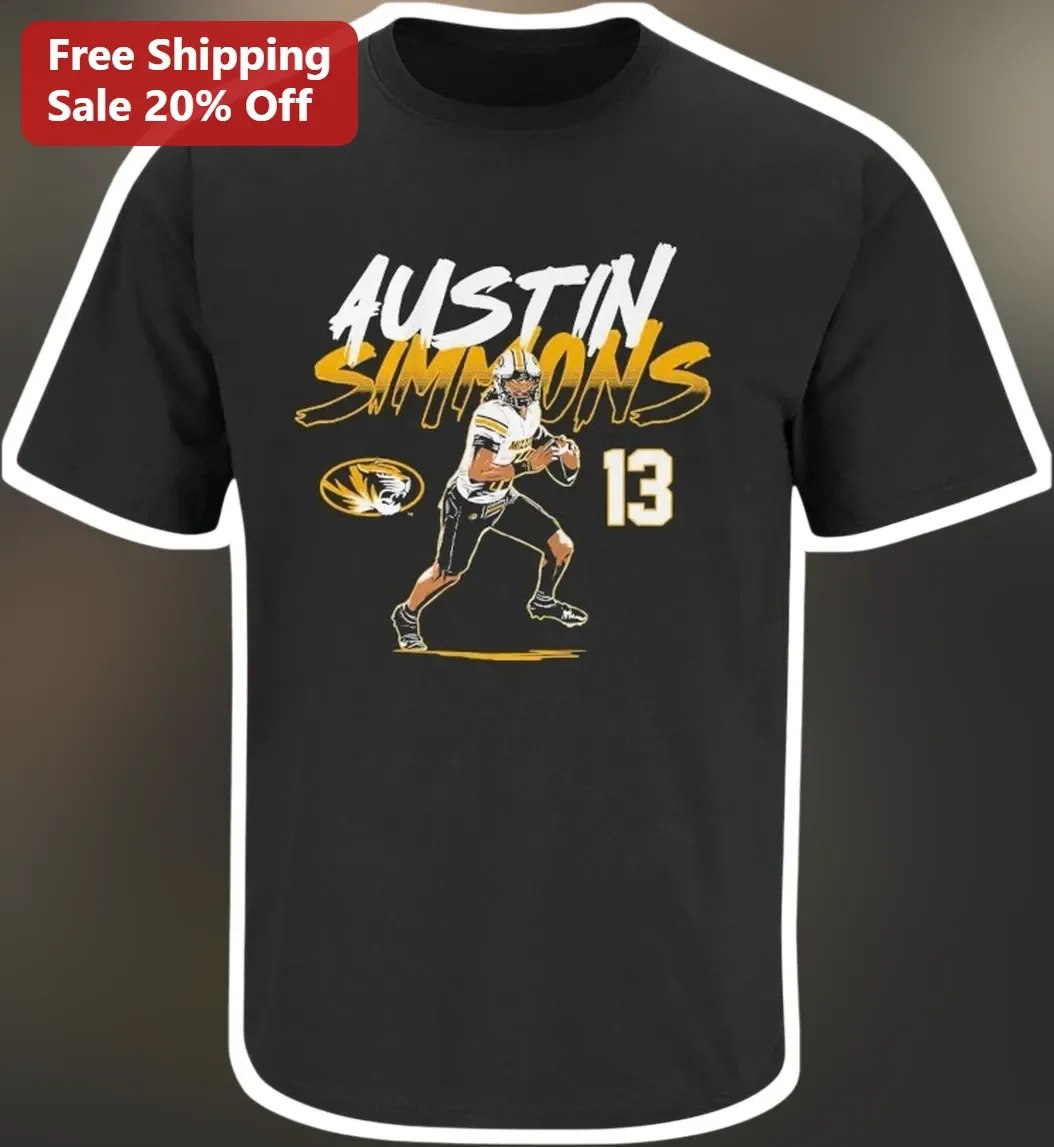 Austin Simmons Missouri Tigers Football Tee Black QB Fan Gift