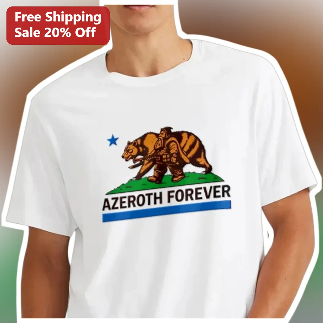 Azeroth Forever Tee World of Warcraft Gaming Parody Bear Flag Shirt for Men Women