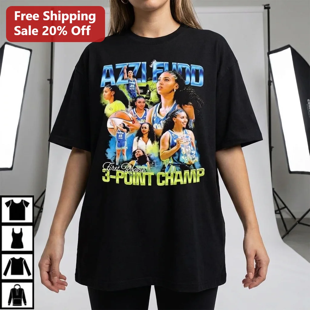 Azzi Fudd First Rookie 3-Point Champ Tee, Vintage 90s Style Basketball Graphic Tee Gift for WNBA and UConn Fans