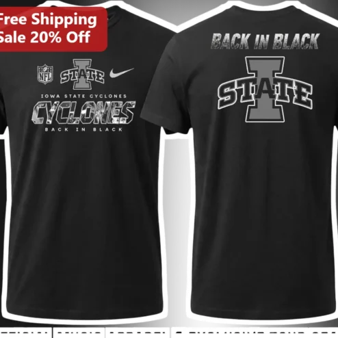 Back In Black Iowa State Cyclones Tee College Football Fan Apparel Gift