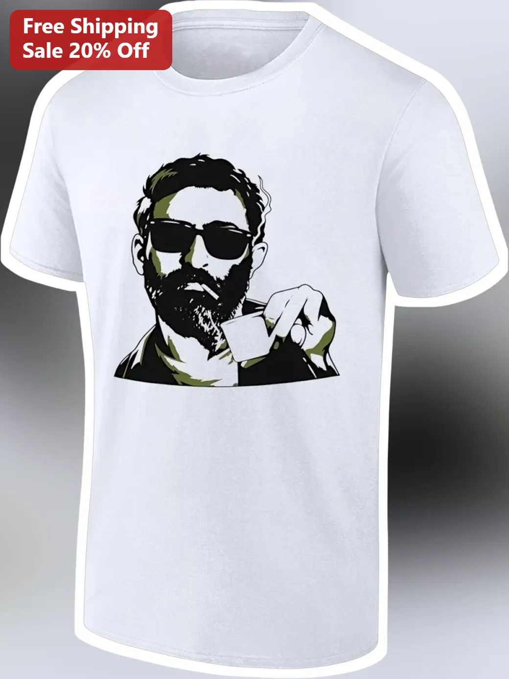 Bad Bunny Graphic Tee Stylized Portrait Sunglasses Coffee Cup Reggaeton Merch