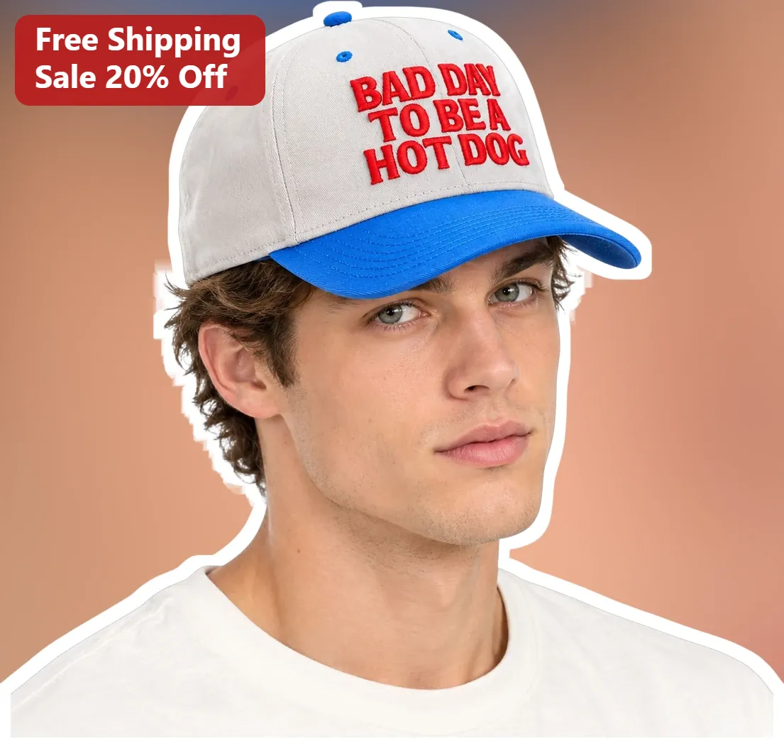Bad Day To Be A Hot Dog Hat Funny Foodie Novelty Baseball Cap Gift for Men