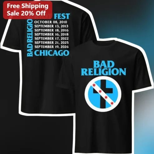 Bad Religion Riot Fest Chicago Tee Punk Rock Band Merch Vintage Tour Shirt