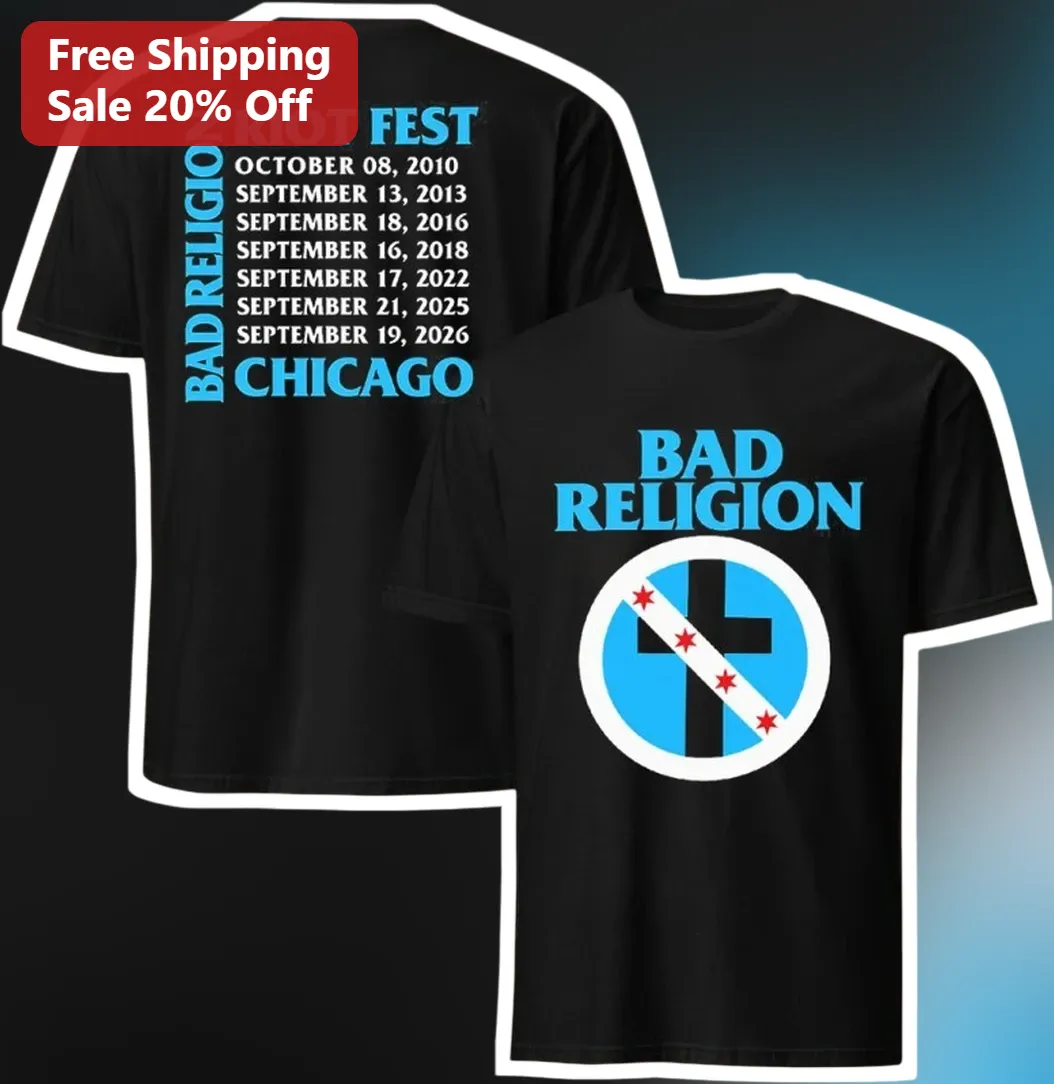 Bad Religion Riot Fest Chicago Tee Punk Rock Band Merch Vintage Tour Shirt