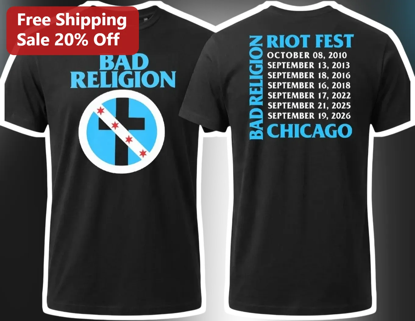Bad Religion Riot Fest Chicago Tour Dates Graphic Tee