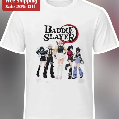 Baddie Slayer Anime Girl Group Graphic Tee Women Streetwear Y2K Kawaii Punk Shirt