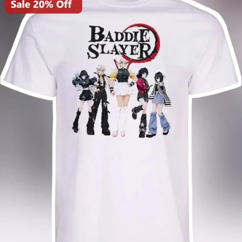 Baddie Slayer Anime Girls Graphic Tee Edgy Y2K Streetwear Shirt for Women Men