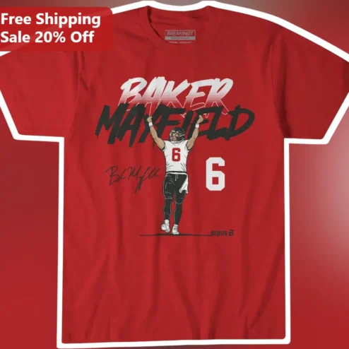 Baker Mayfield Tee NFL Football Player Celebration Graphic Shirt for Men