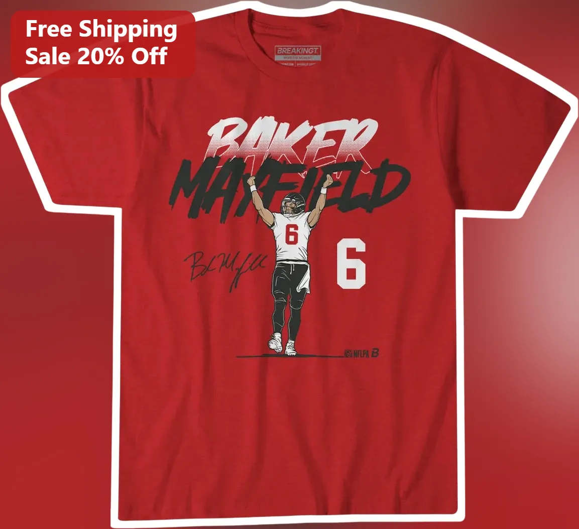 Baker Mayfield Tee NFL Football Player Celebration Graphic Shirt for Men